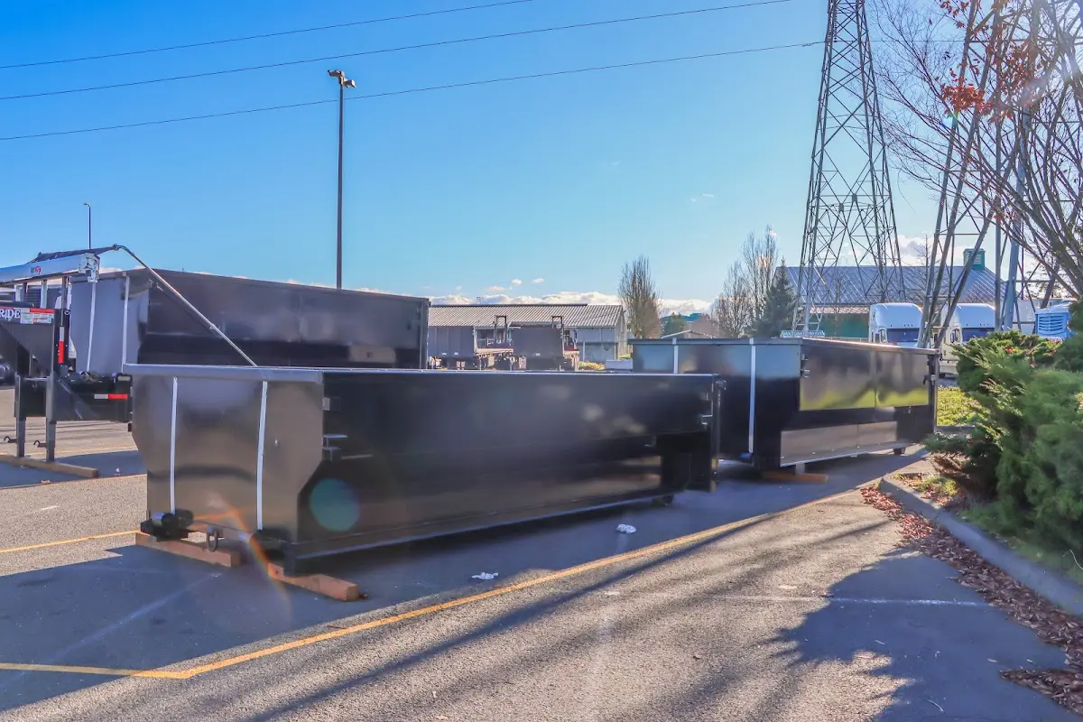 Roll-off dumpster ready for waste disposal at job site for 6 Yard Dumpster Rental in Farragut